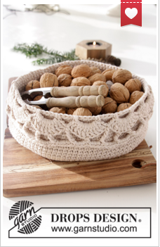 Corbeille DROPS au crochet, avec point d'éventail, réalisé avec 2 fils “Belle"