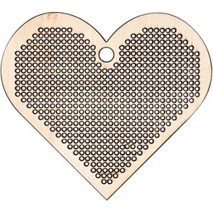Pendentif en bois &agrave; broder - coeur 9x8 cm