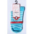 Mini chaussettes rayéées fond turquoise rayures blanches  Sans couture